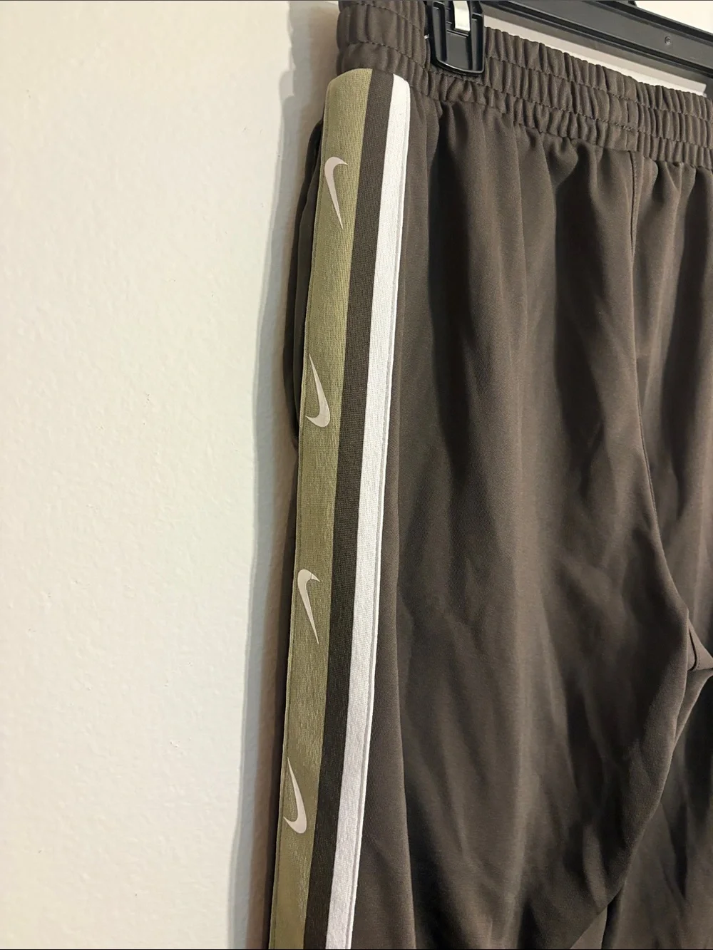 Nike Boys green Joggers with Olive and White Side Stripes
